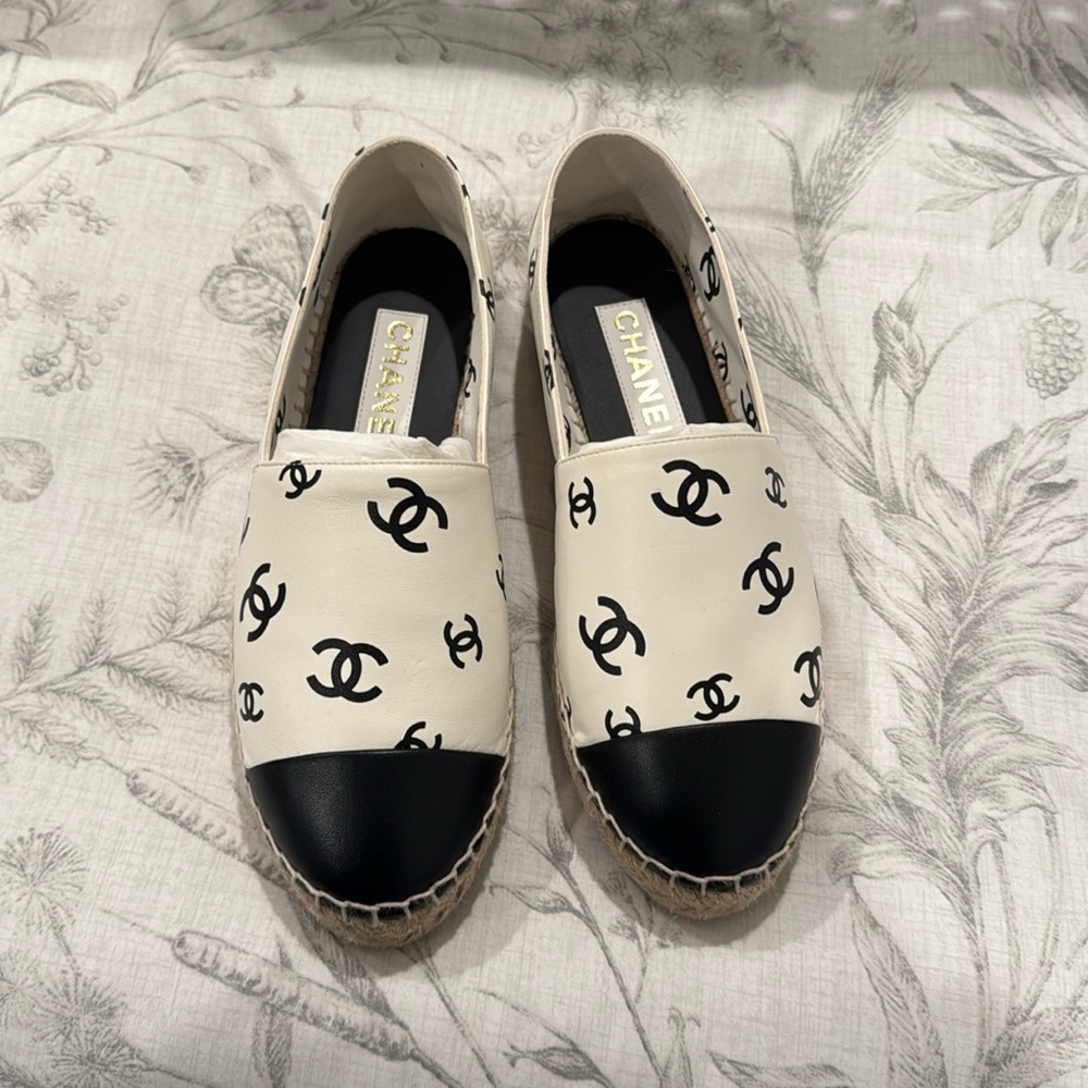 Authentic Chanel leather espadrilles